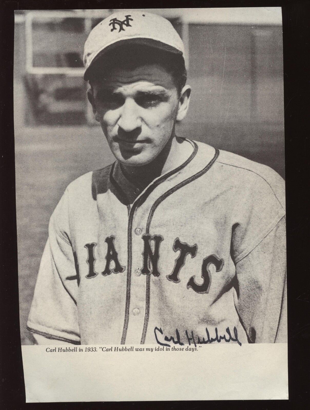 Carl Hubbell Autographed Magazine Page B & E Hologram