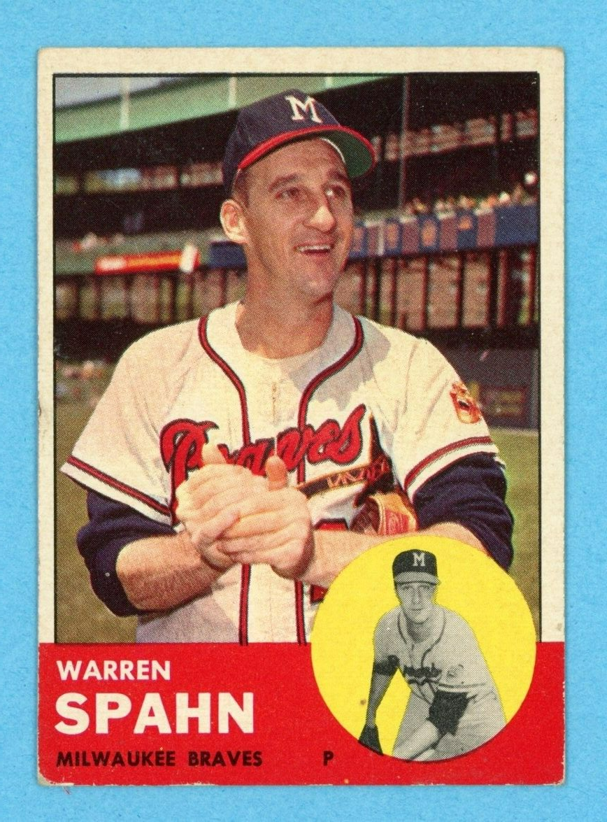 1963 Topps #320 Warren Spahn Milwaukee Braves Baseball Card Vg/Ex