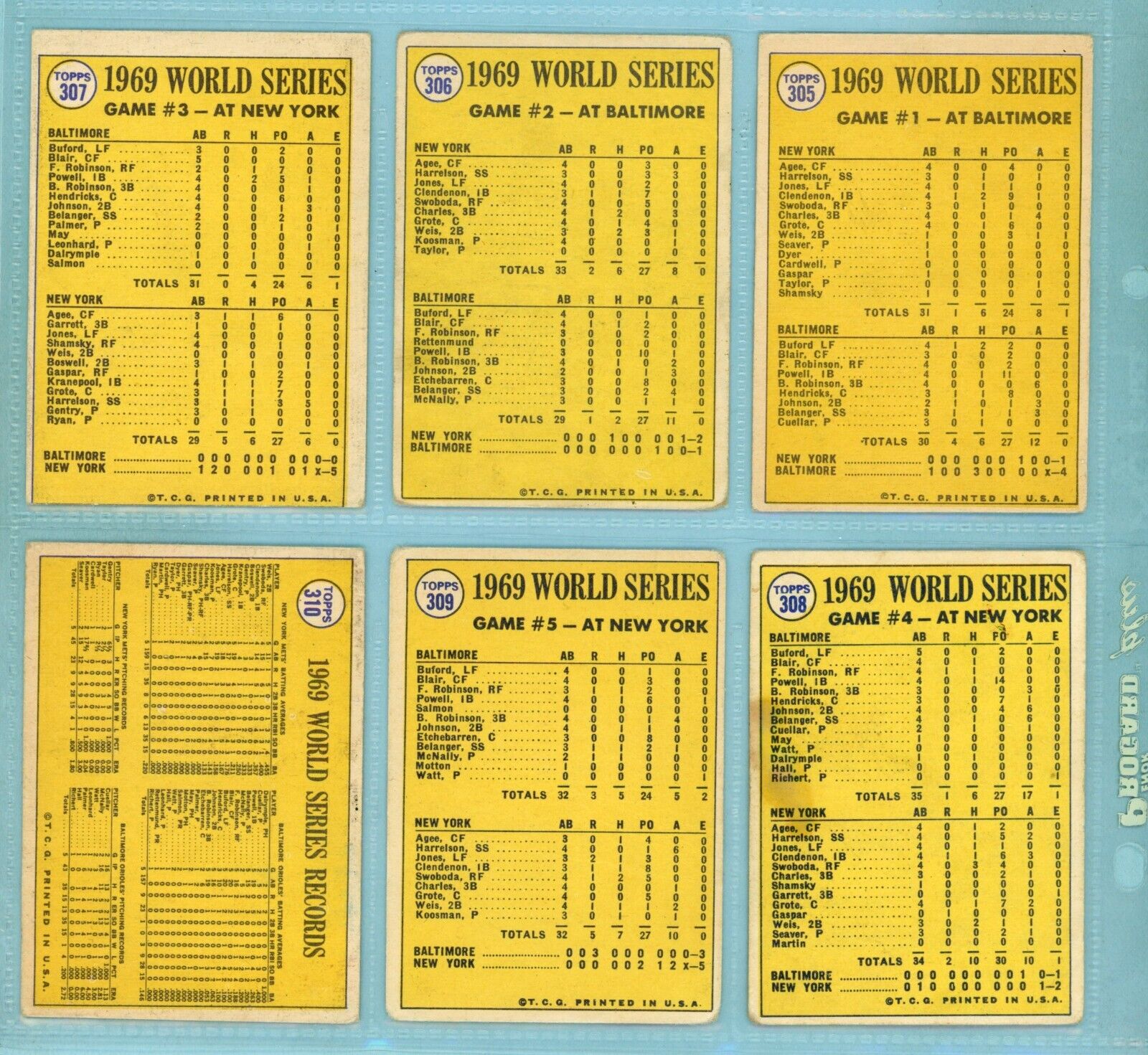 1970 Topps Set of 14 1969 ALCS, NLCS, World Series Spec Baseball Cards Low Grade