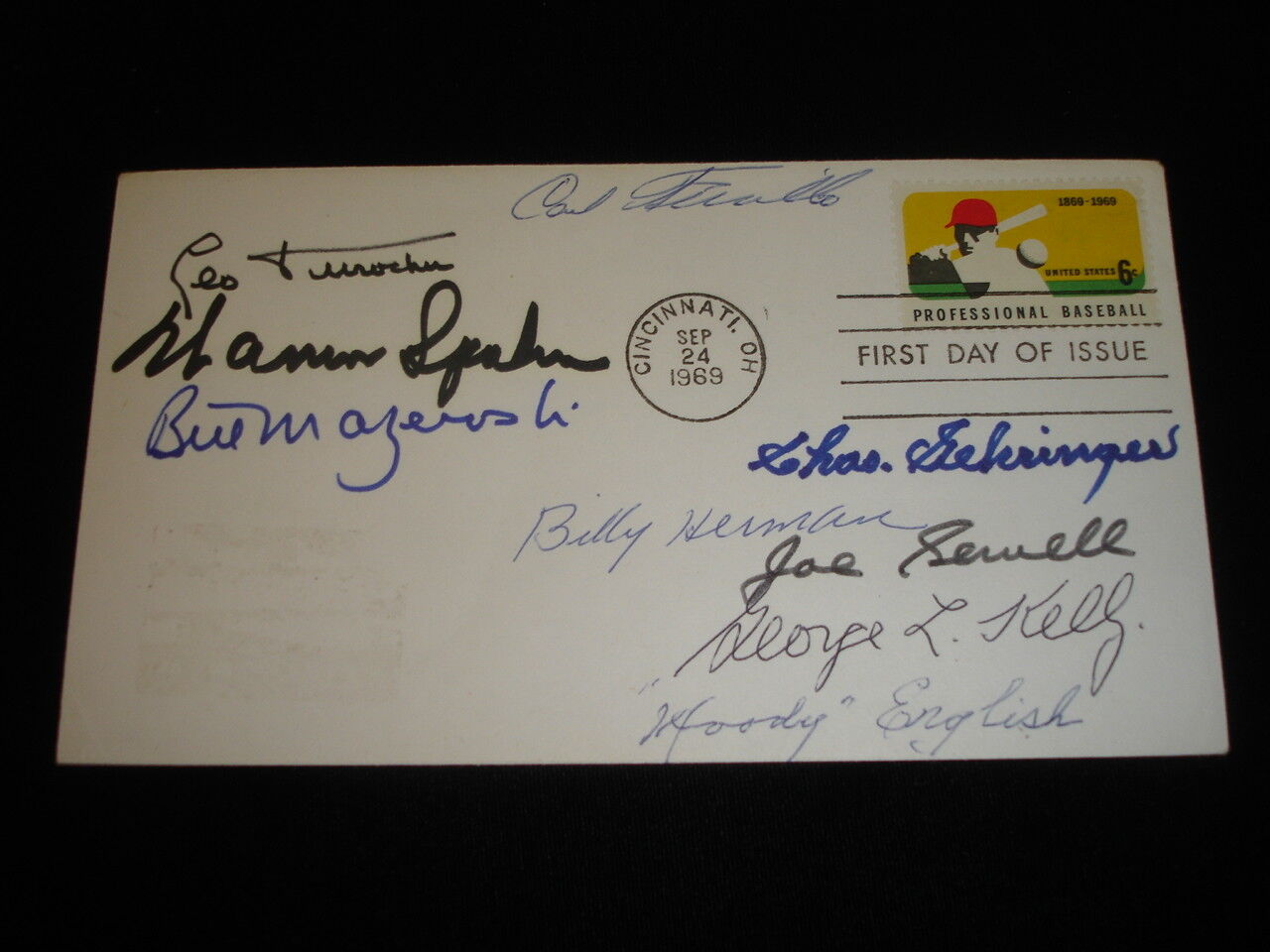 1969 First Day Envelope Signed by 6 Hall of Famers & 2 Stars-B&E Hologram