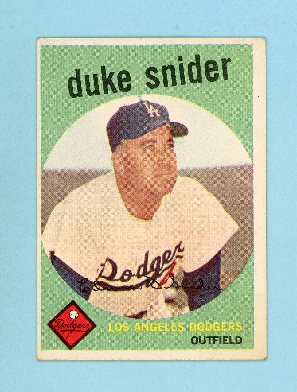 1959 Topps #20 Duke Snider Los Angeles Dodgers Baseball Card EX ap wrk trc