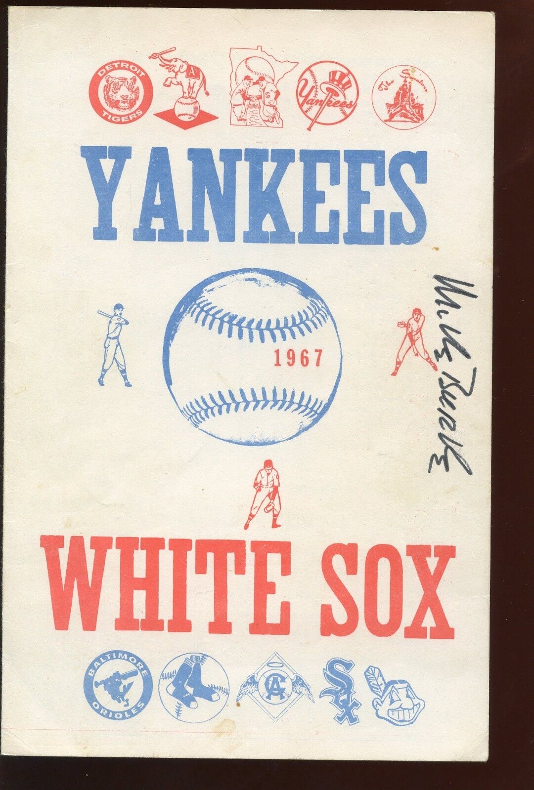 1967 MLB Scorecard White Sox @ NY Yankees Michael Burke Autographed Hologram