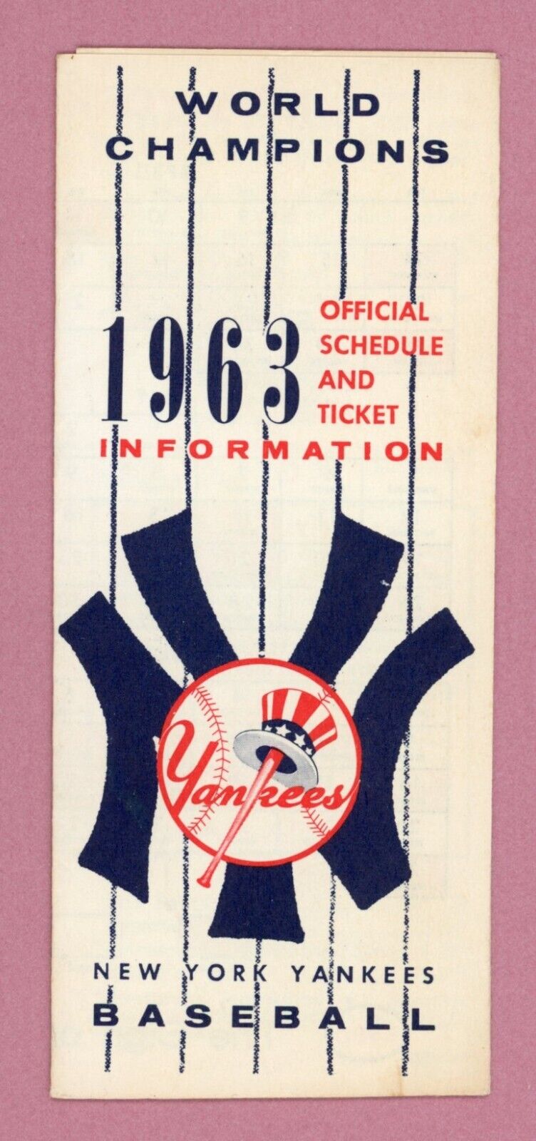 1963 New York Yankees Official Schedule & Ticket Information