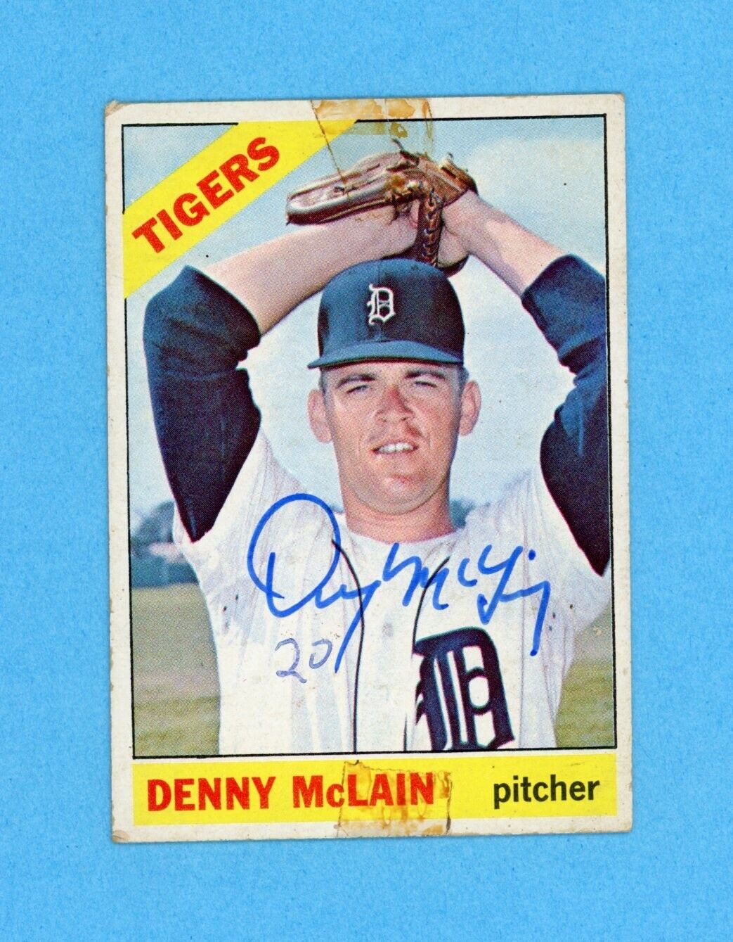 Denny McLain Signed 1966 Topps High# Card #540 Auto with B&E Hologram