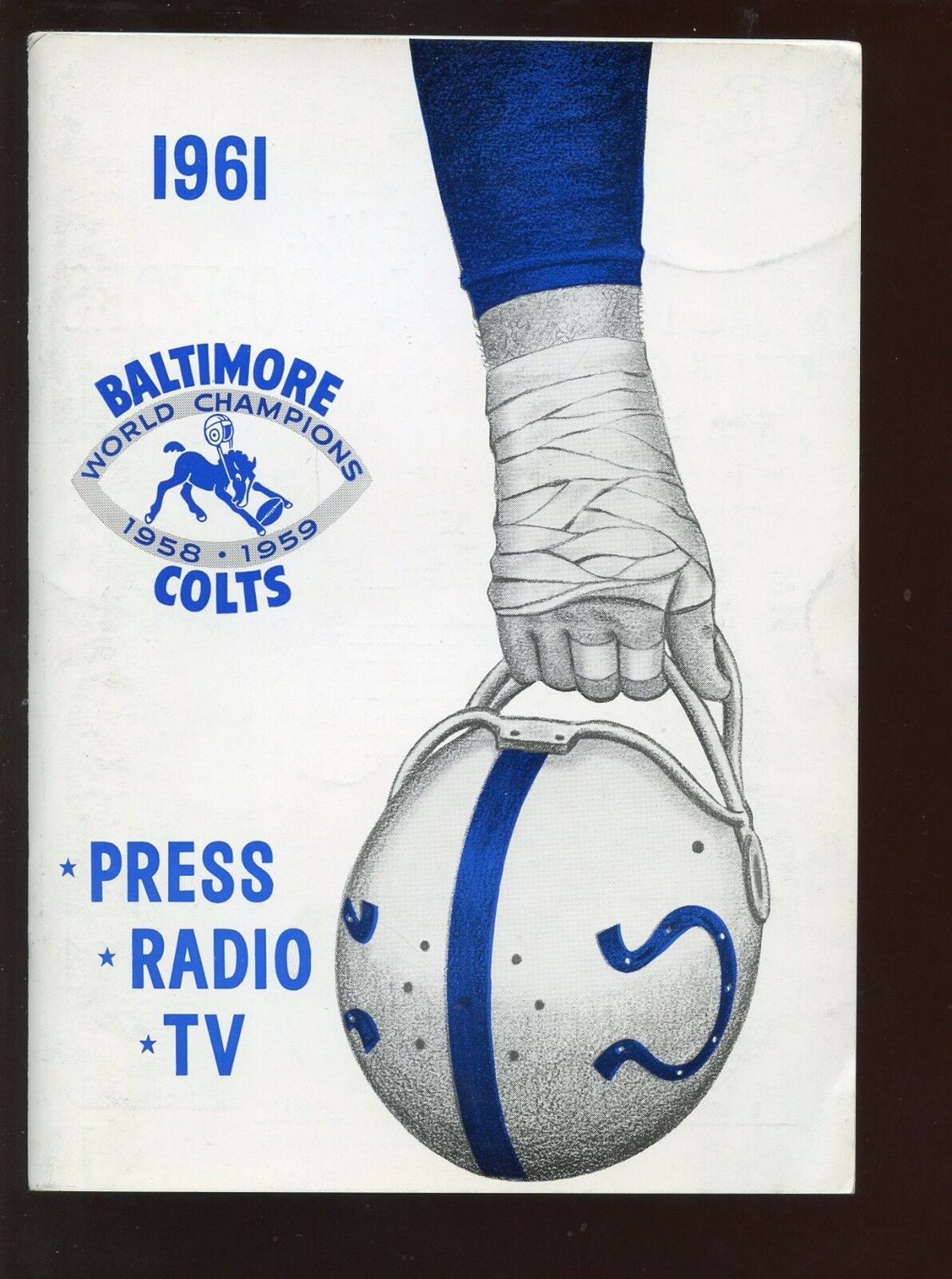 1961 NFL Football Baltimore Colts Press Radio TV Media Guide EX