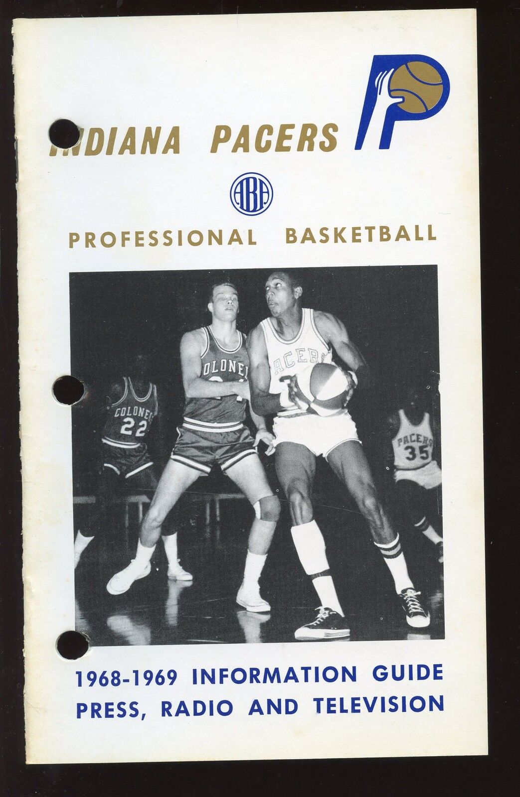 1968-1969 ABA Basketball Indiana Pacers Press Radio TV Media Guide