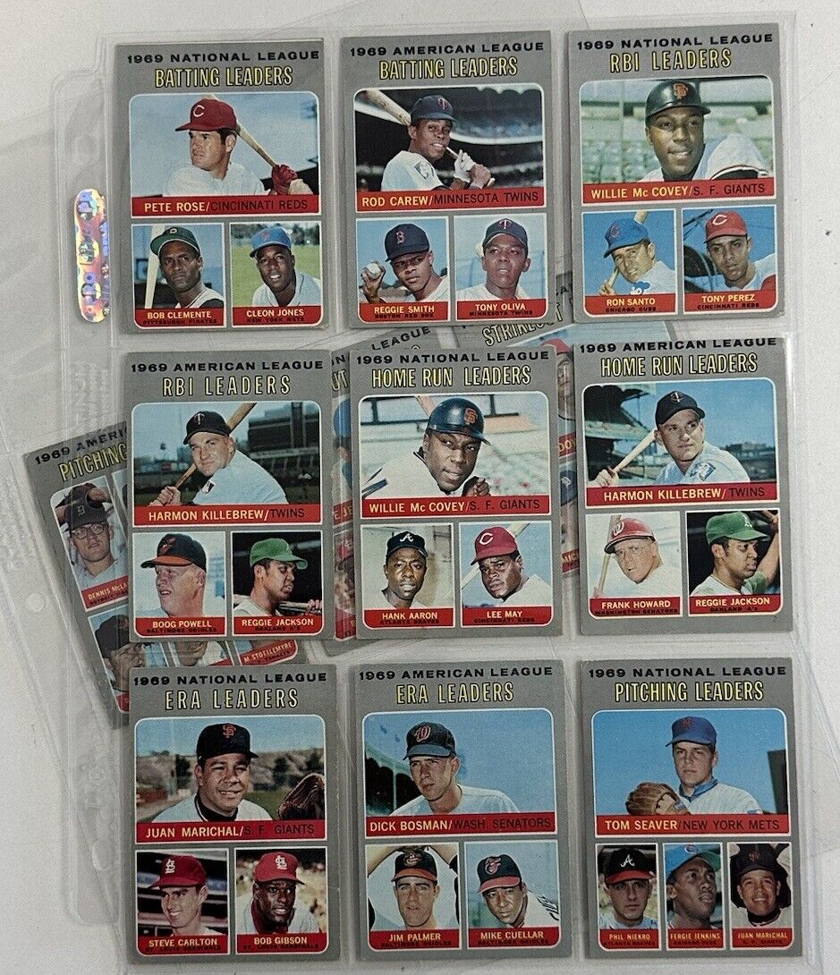 1970 Topps Baseball Leaders Set of 12 w/ Rose Reggie Clemente Aaron Carew - EX