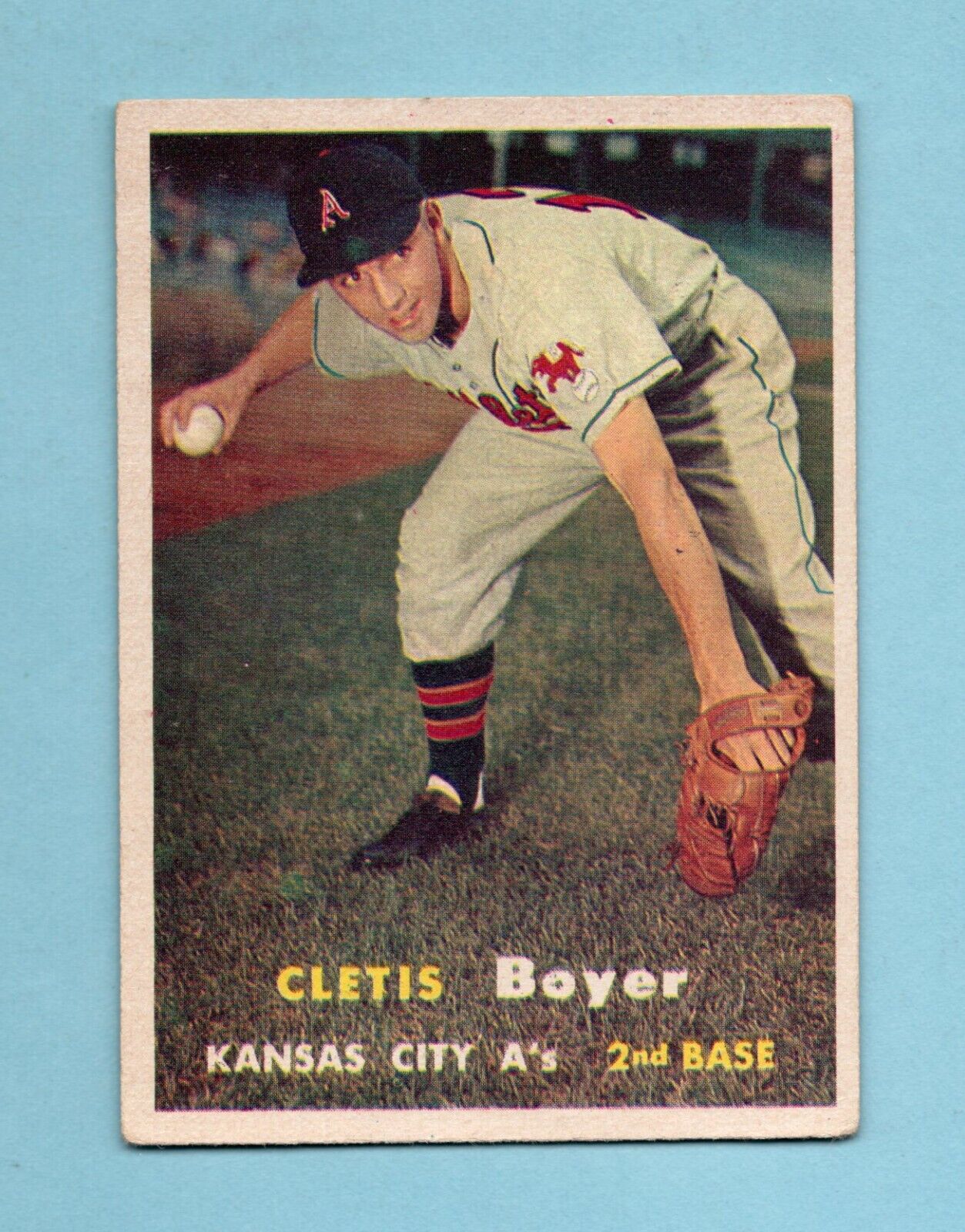 1957 Topps #121 Clete Boyer Kansas City Athletics Rookie Baseball Card Vg/Ex