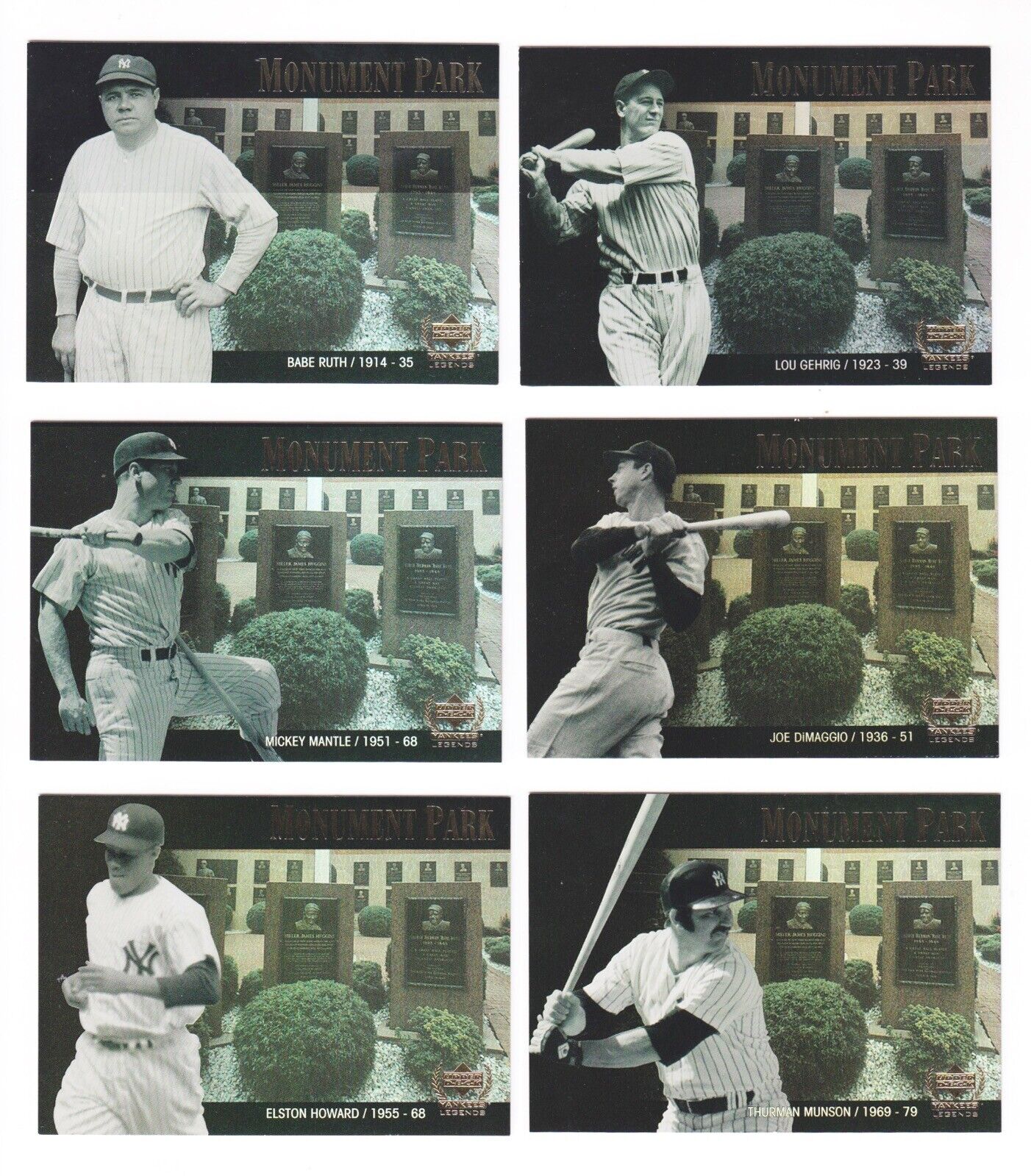 3 Diff 2000 Upper Deck NY Yankees Insert Sets Mantle, Ruth, Gehrig, DiMaggio