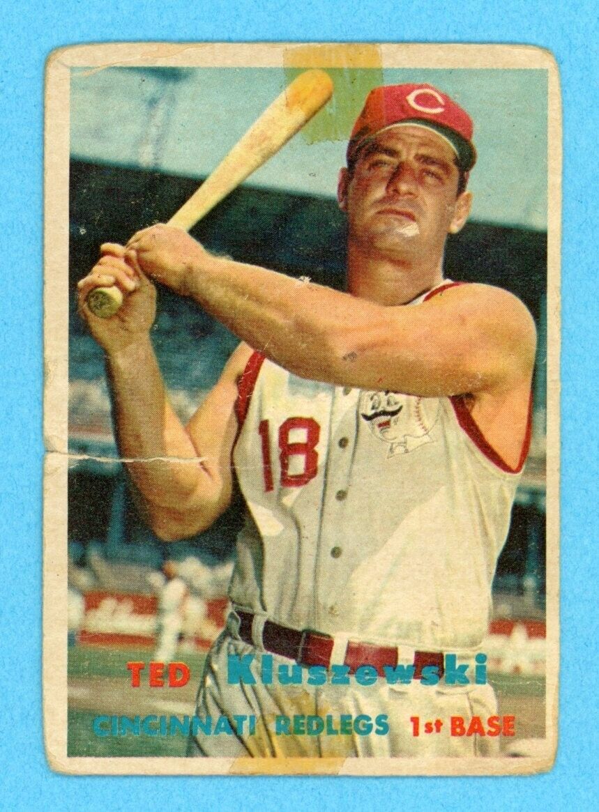 1957 Topps #165 Ted Kluszewski Cincinnati Reds Baseball Card Low Grade