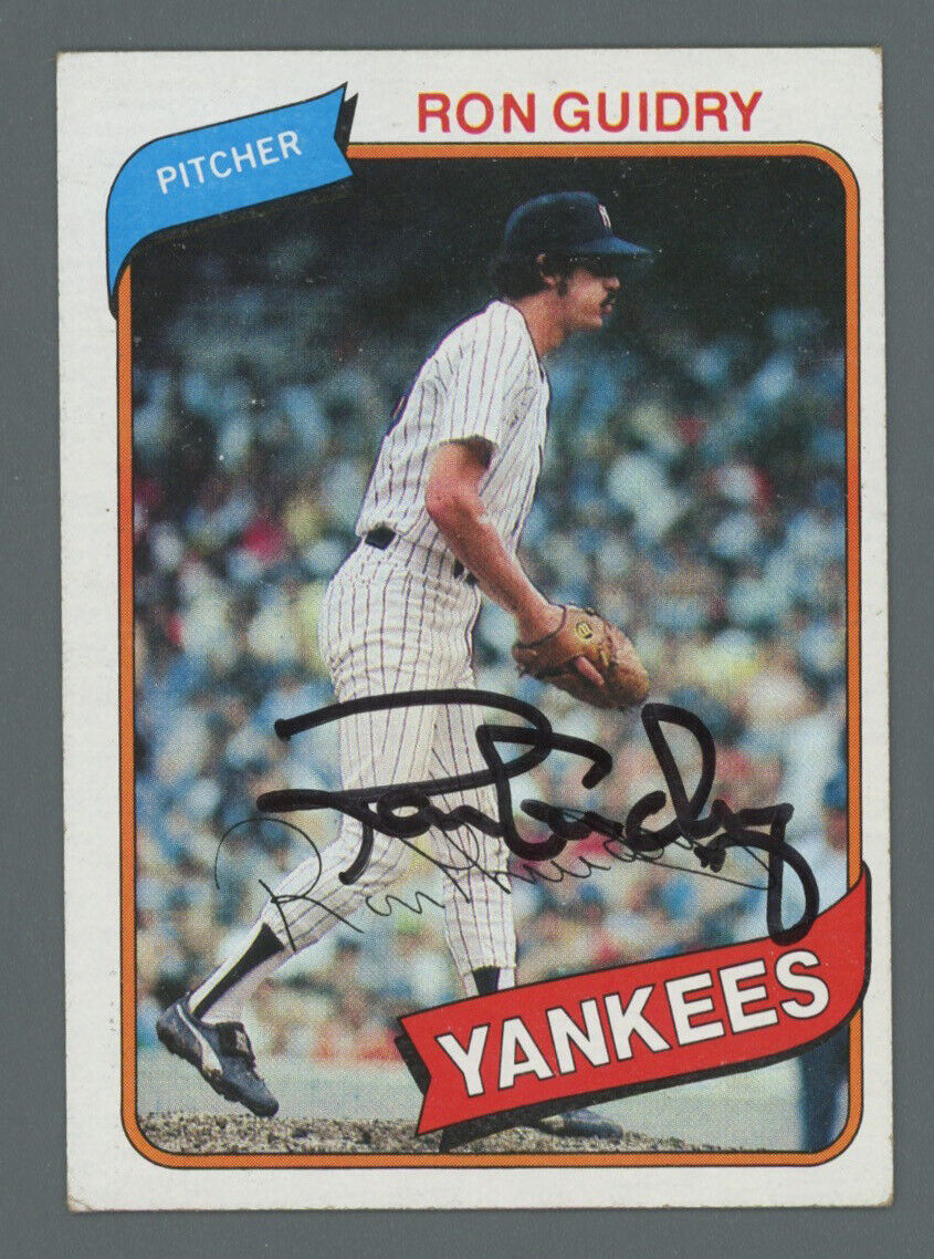 Ron Guidry NY Yankees 1980 Topps Card #300 Auto with B&E Hologram