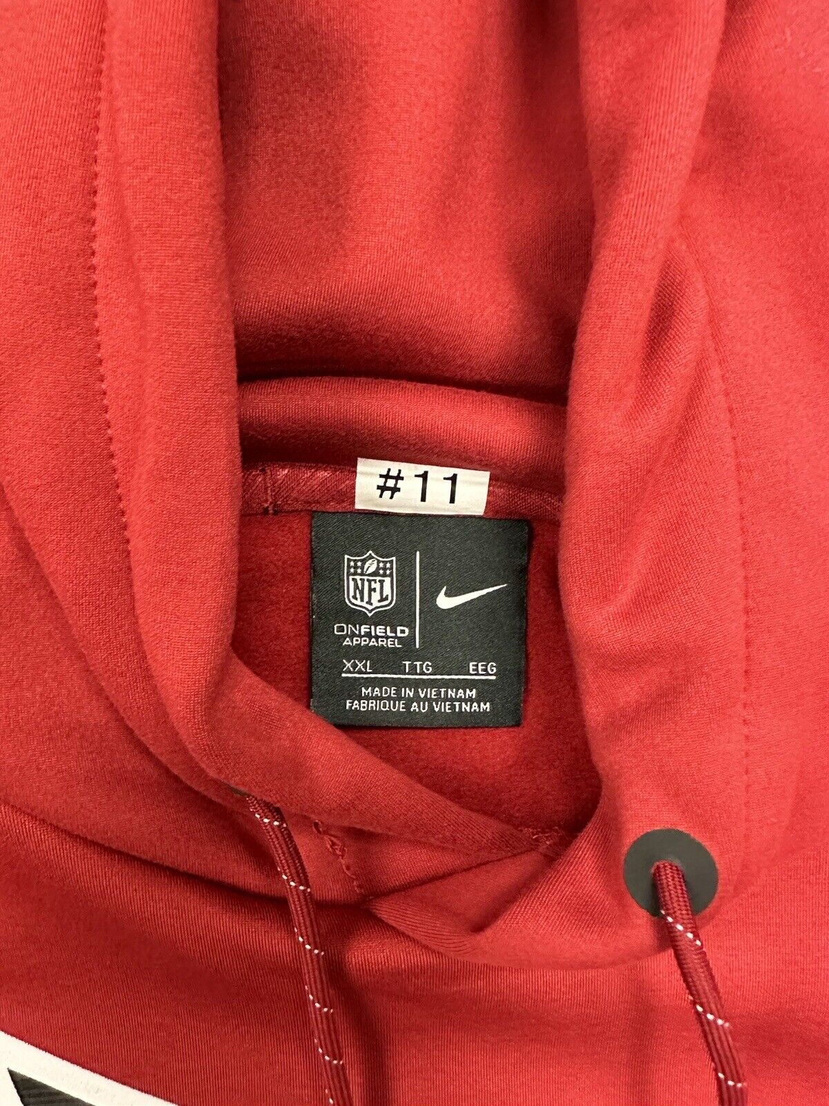 Larry Fitzgerald Arizona Cardinals HOF GAME USED Red Nike Hooded Sweatshirt #11