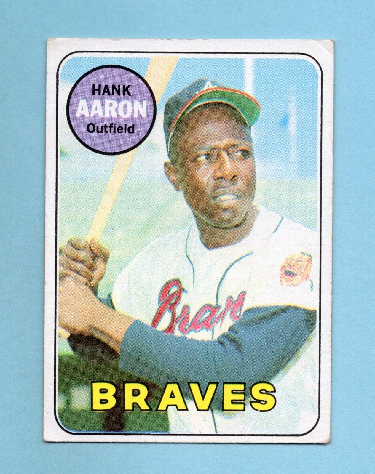 1969 Topps #100 Hank Aaron Atlanta Braves Baseball Card Vg/Ex cres br