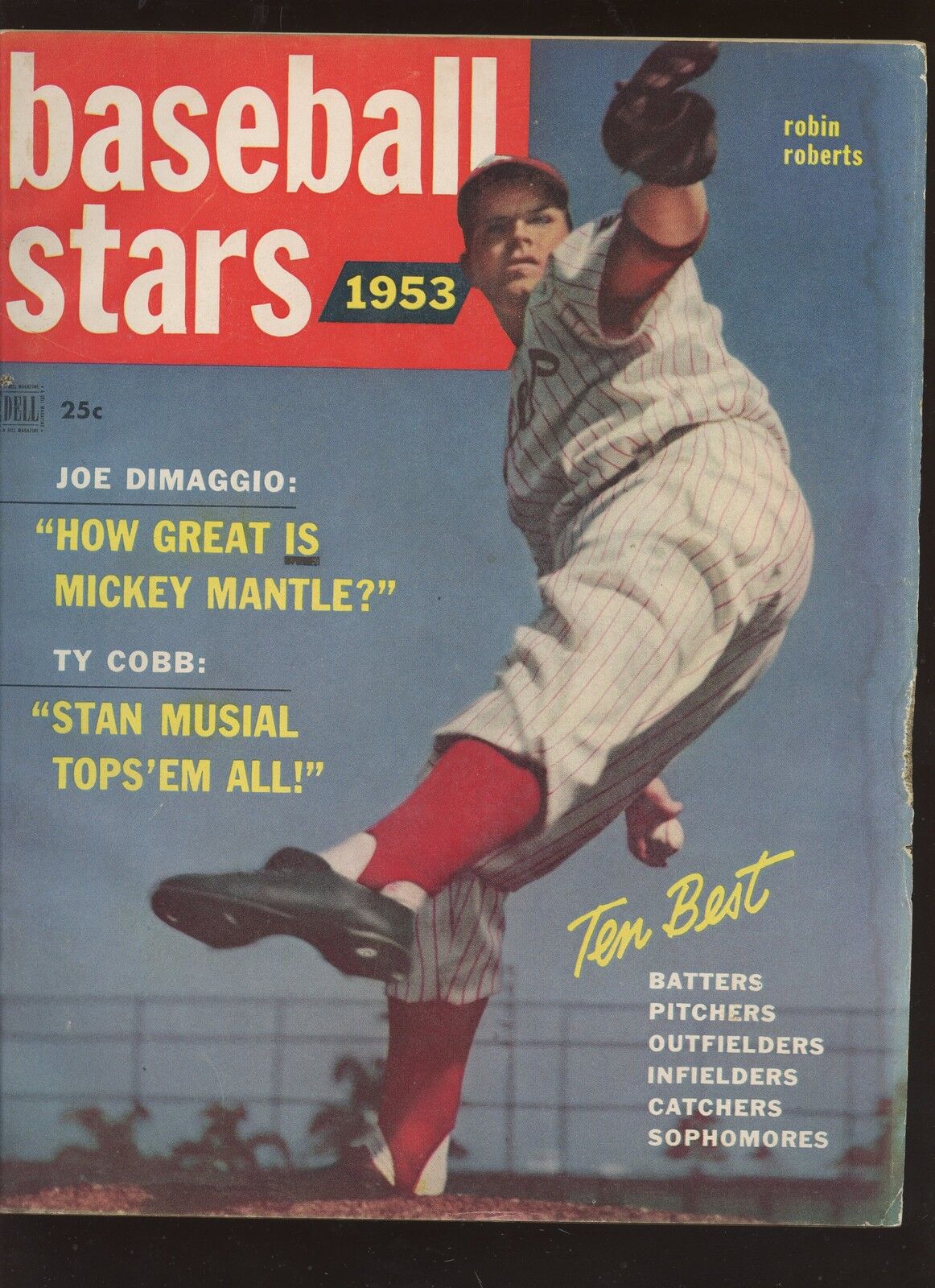 1953 Dell Baseball Stars Complete Magazine With Robin Roberts Front Cover VG+