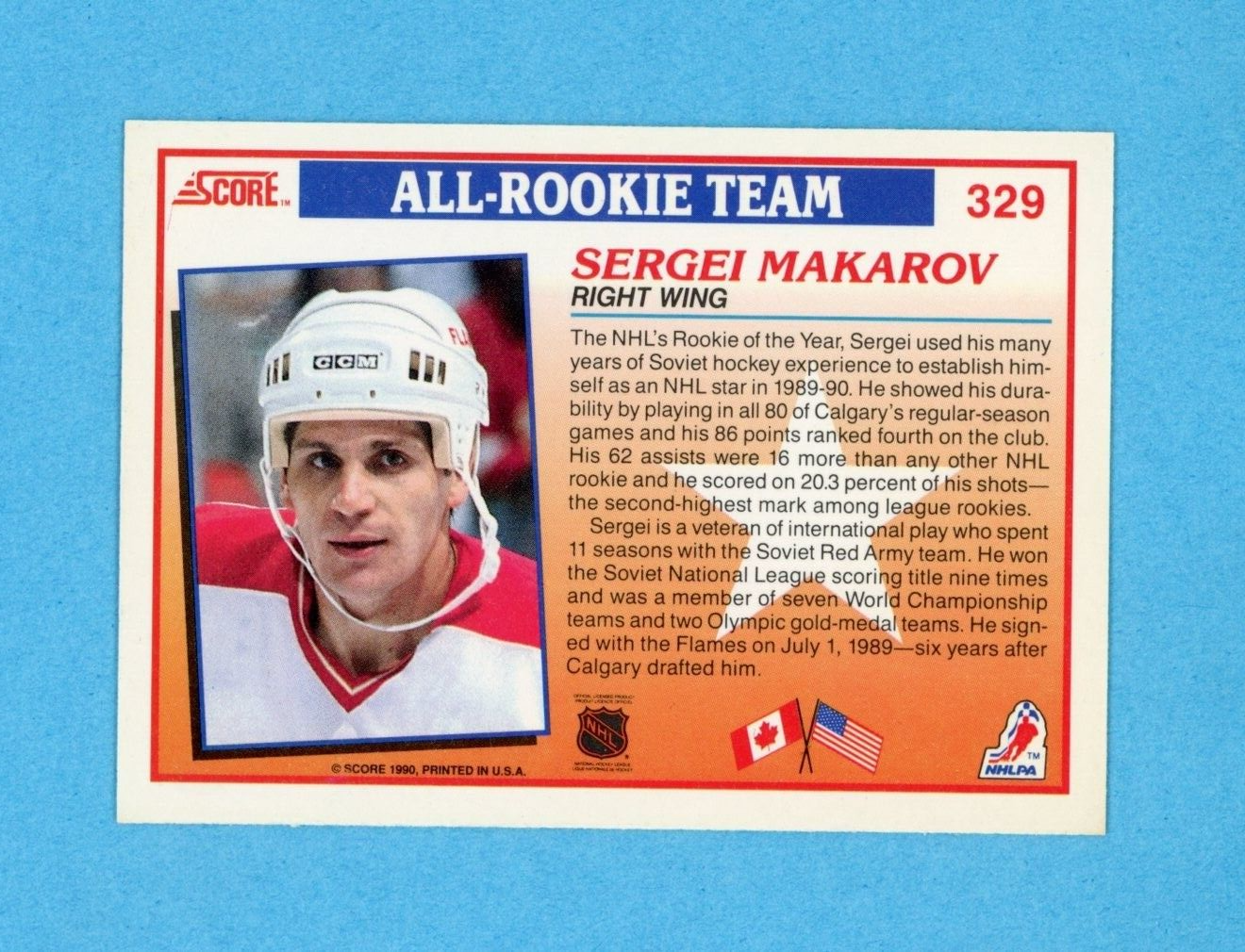 Sergei Makarov Calgary Flames 1990-91 Score #329 Autographed Hockey Card