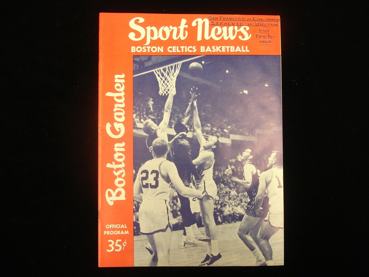 February 1, 1963 Cincinnati vs. San Francisco, Syracuse @ Boston Celtics Program