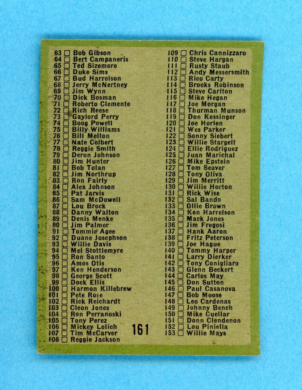 1971 Topps #161 Coins Check List Baseball Card EX+ - Ex/Mt lht ind unched