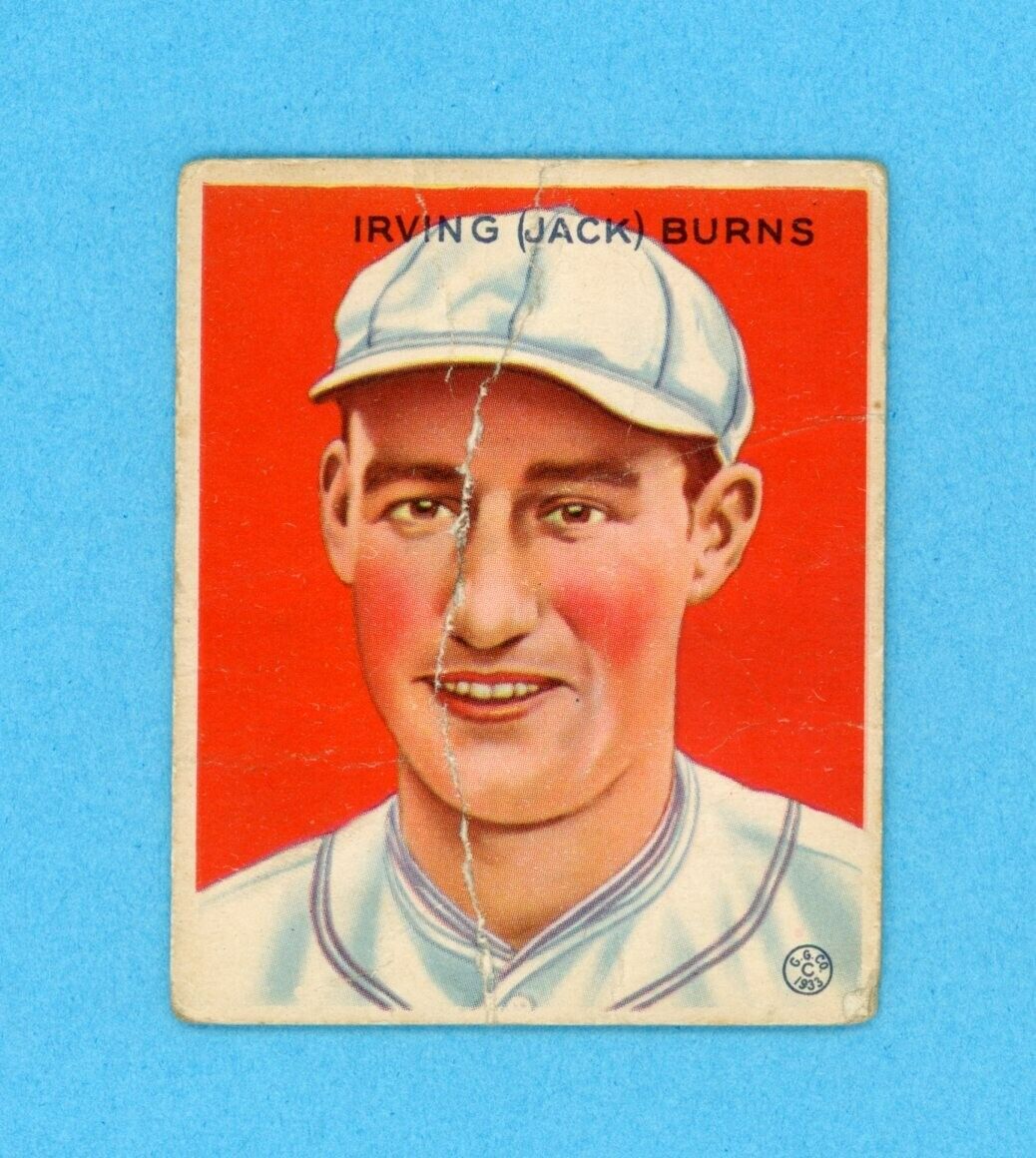 1933 Goudey #198 Jack Burns St. Louis Browns Baseball Card Low Grade