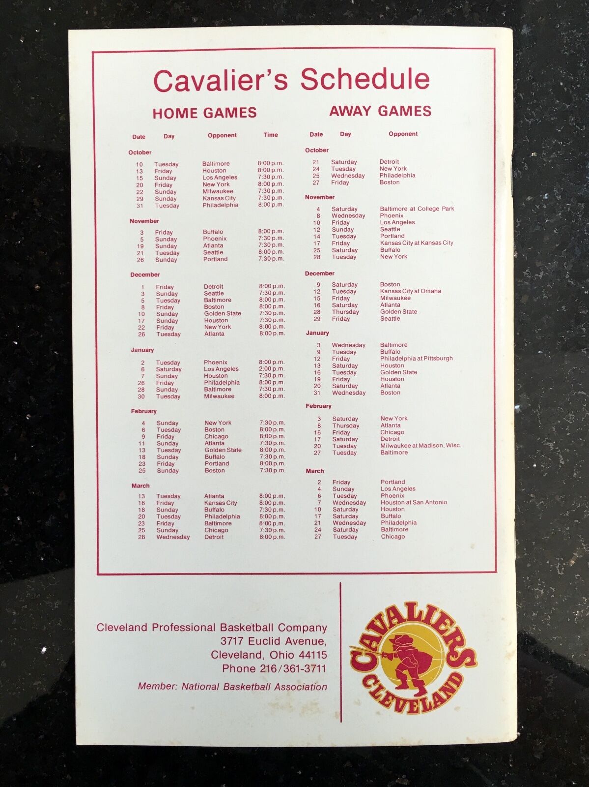 1972-1973 Cleveland Cavaliers NBA Basketball Media Guide