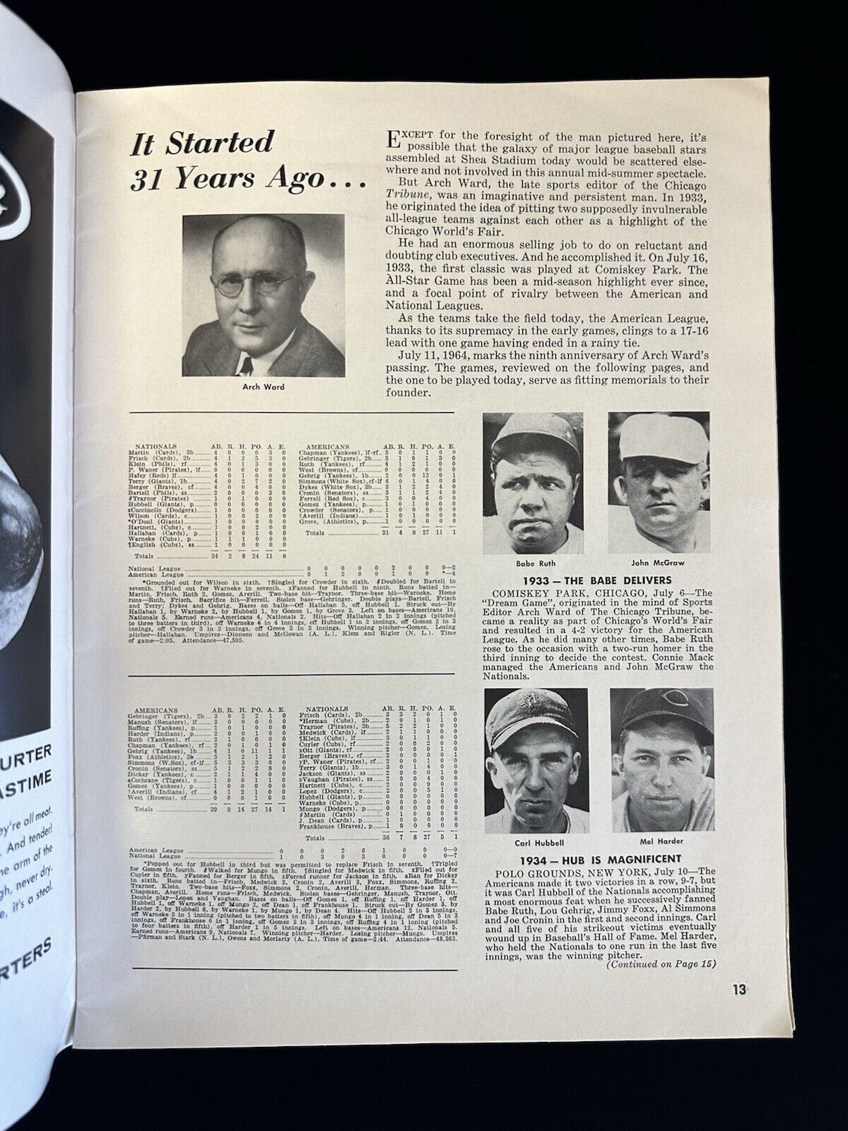 1964 MLB Baseball All-Star Game Program @ Shea Stadium VG-EX unscored