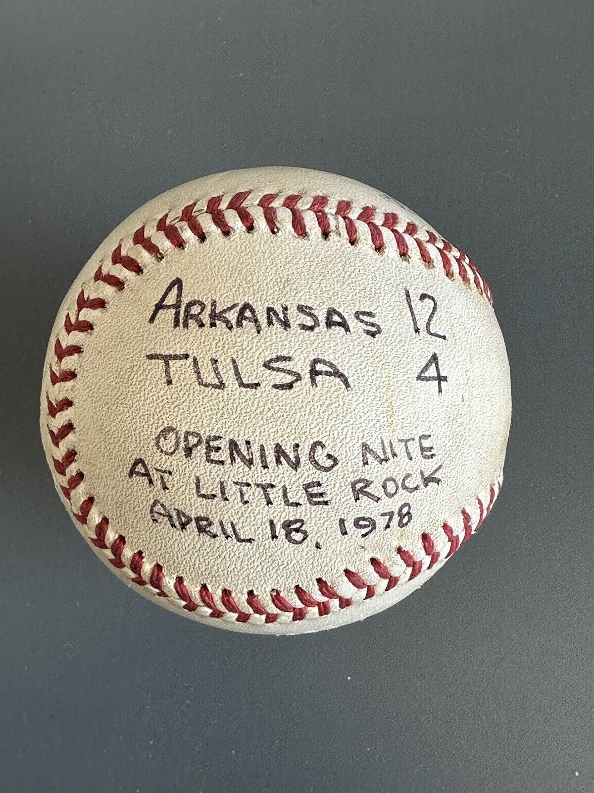 April 18, 1978 Rawlings Texas League GAME USED Baseball - Tulsa @ Arkansas