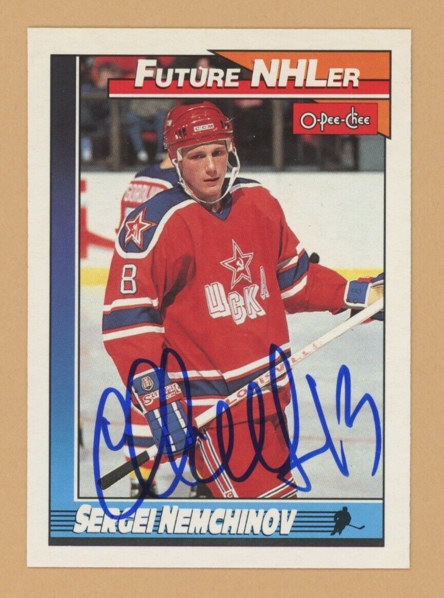 Sergei Nemchinov Signed 1991 O-Pee-Chee Card #514 Auto with B&E Hologram