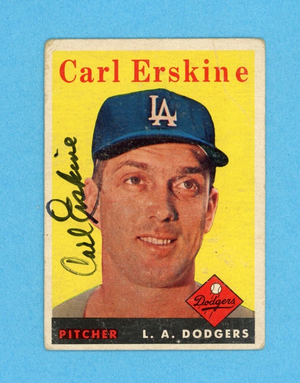 Carl Erskine Signed 1958 Topps Card #258 Auto w B&E Hologram