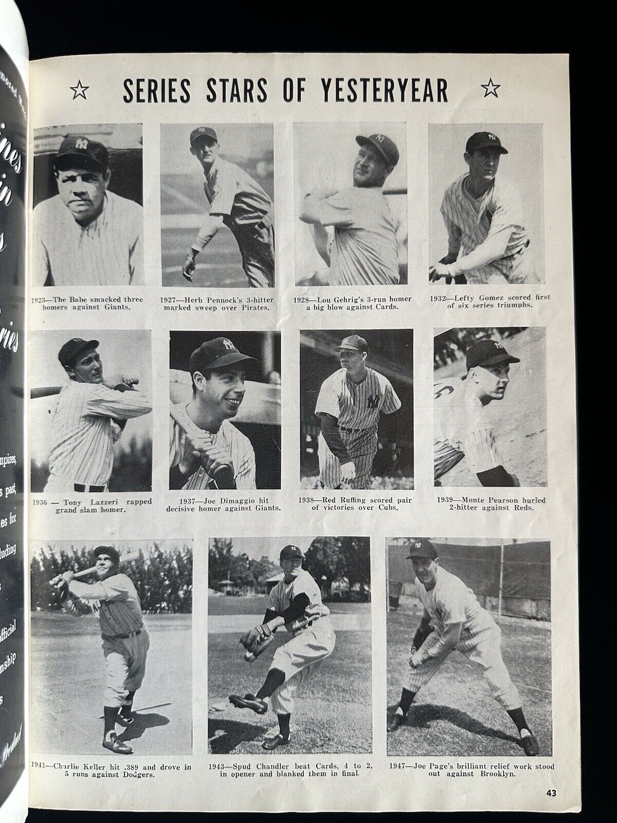 1949 New York Yankees World Series Program vs Brooklyn Dodgers Unscored VG-EX