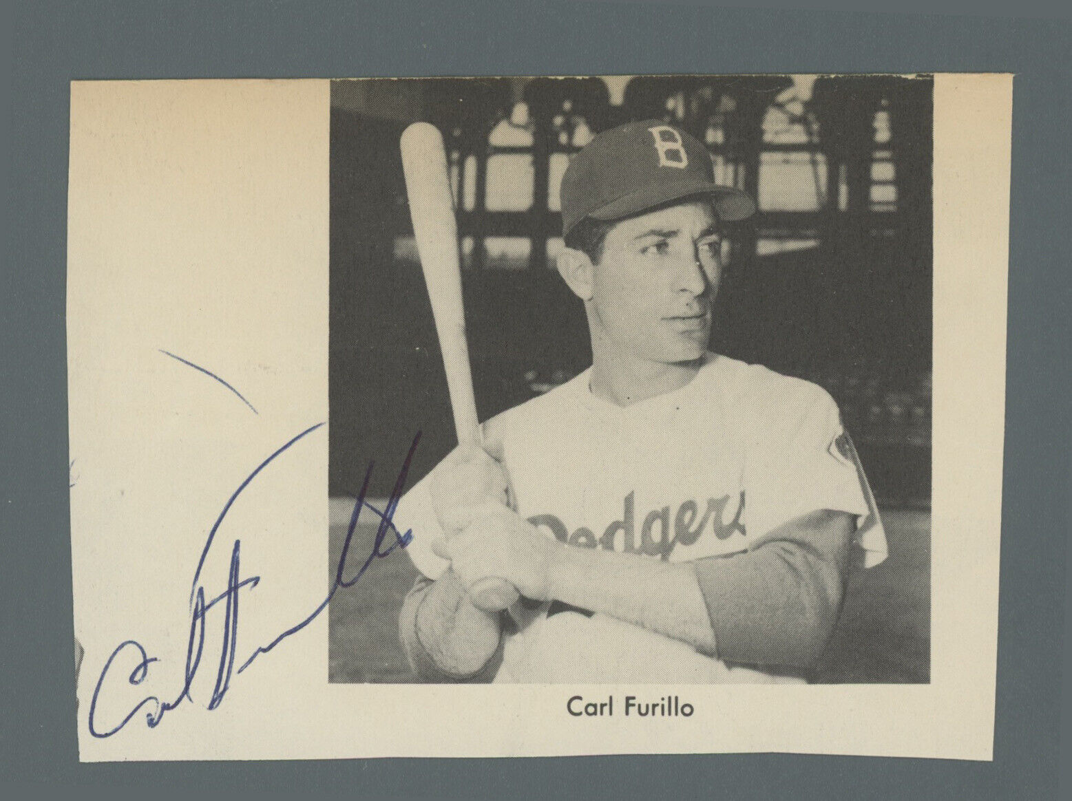 Carl Furillo Brooklyn Dodgers Signed Magazine Clipping Auto with B&E Hologram