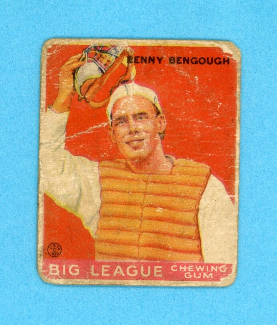 1933 Goudey #1 Benny Bengough St. Louis Browns Rookie Baseball Card Low Grade