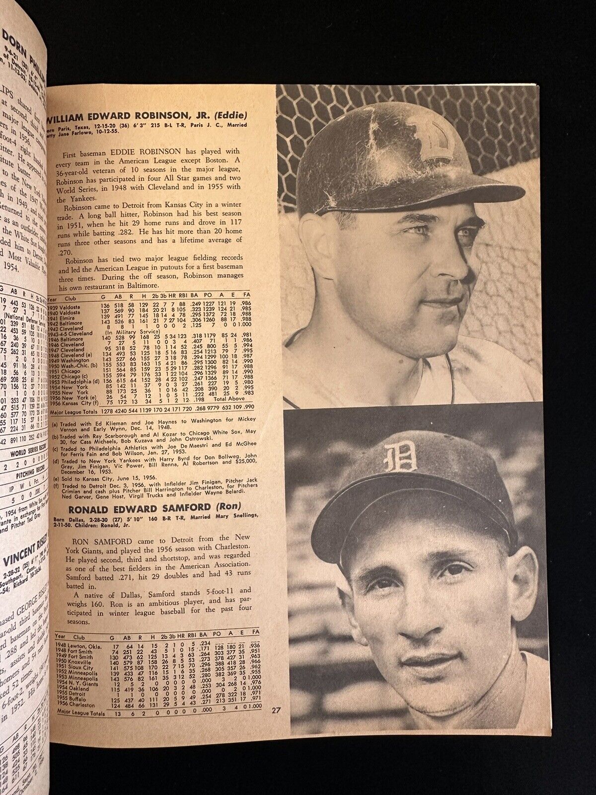 Original 1957 Detroit Tigers Official Baseball Yearbook w/ Al Kaline VG-EX/EX