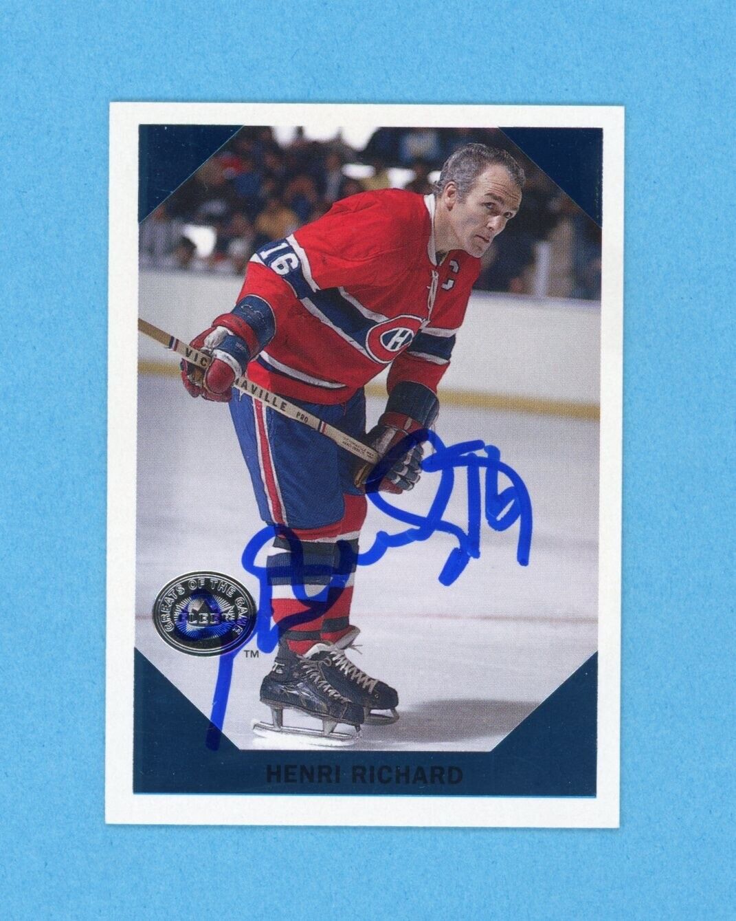 Henri Richard Signed 2001 Hockey Greats Card #7 Auto with B&E Hologram