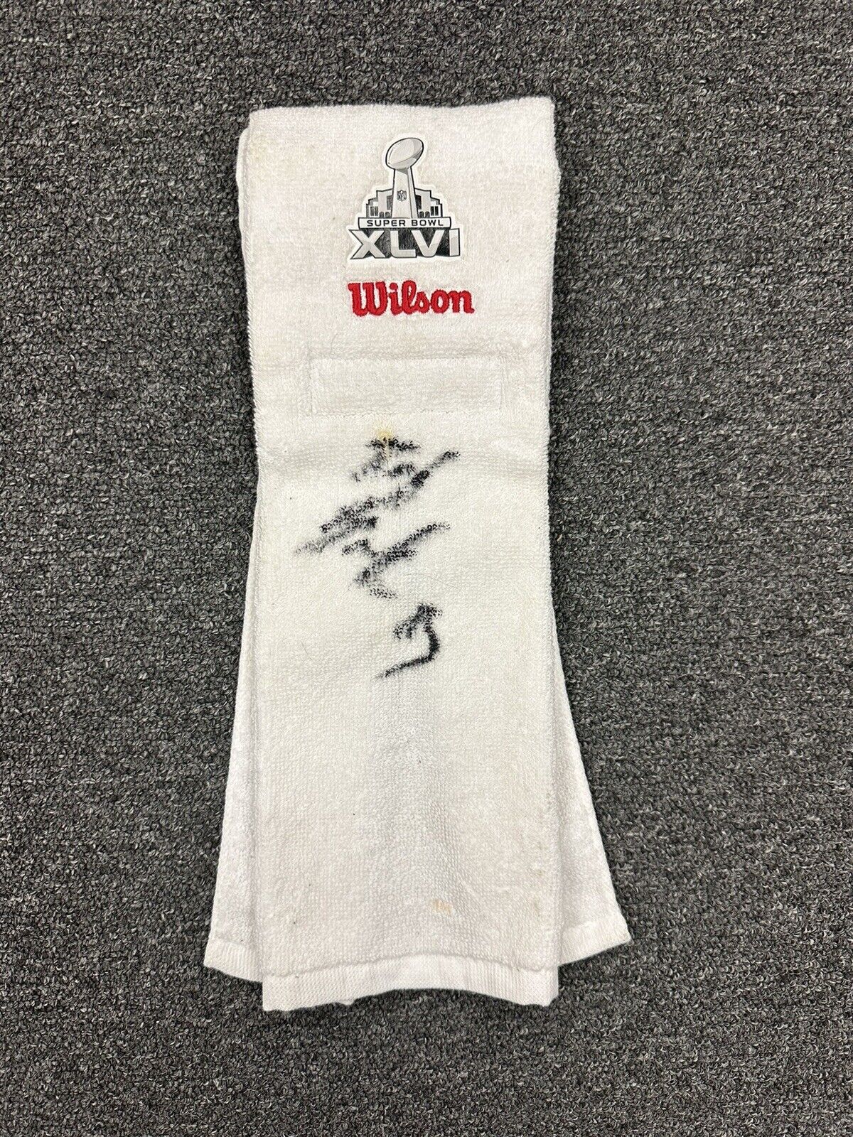 Ron Gronkowski New England Patriots SIGNED Pre-Game USED Super Bowl XLVI Towel