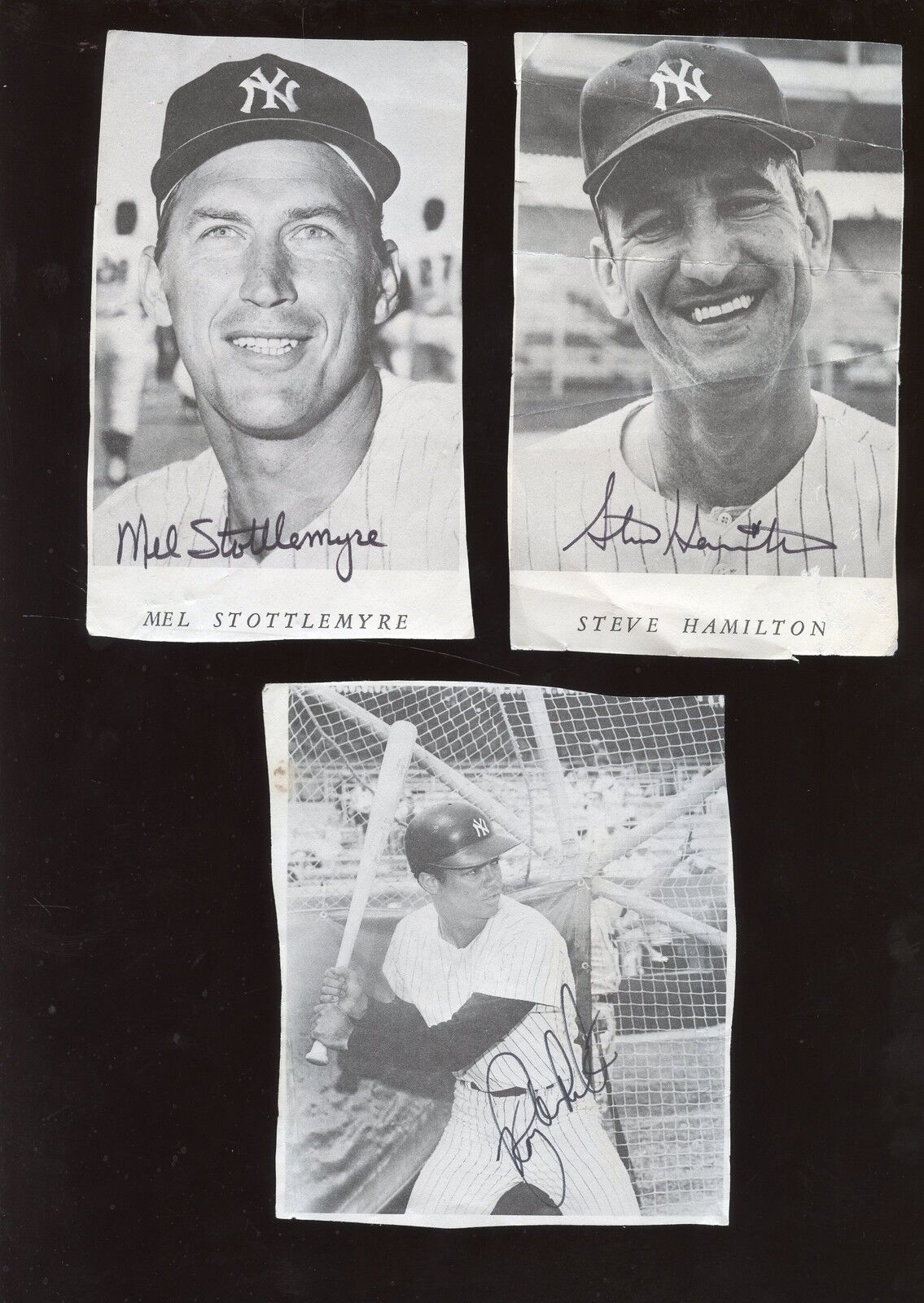 1960's New York Yankees Paper Photos 3 Different Autographed Hologram