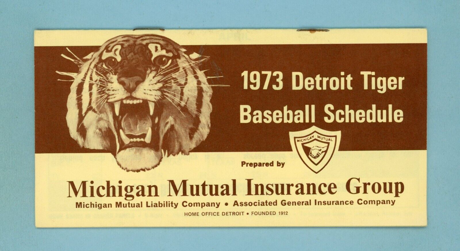 1973 Detroit Tigers Schedule Booklet with Stadium Diagram & Roster