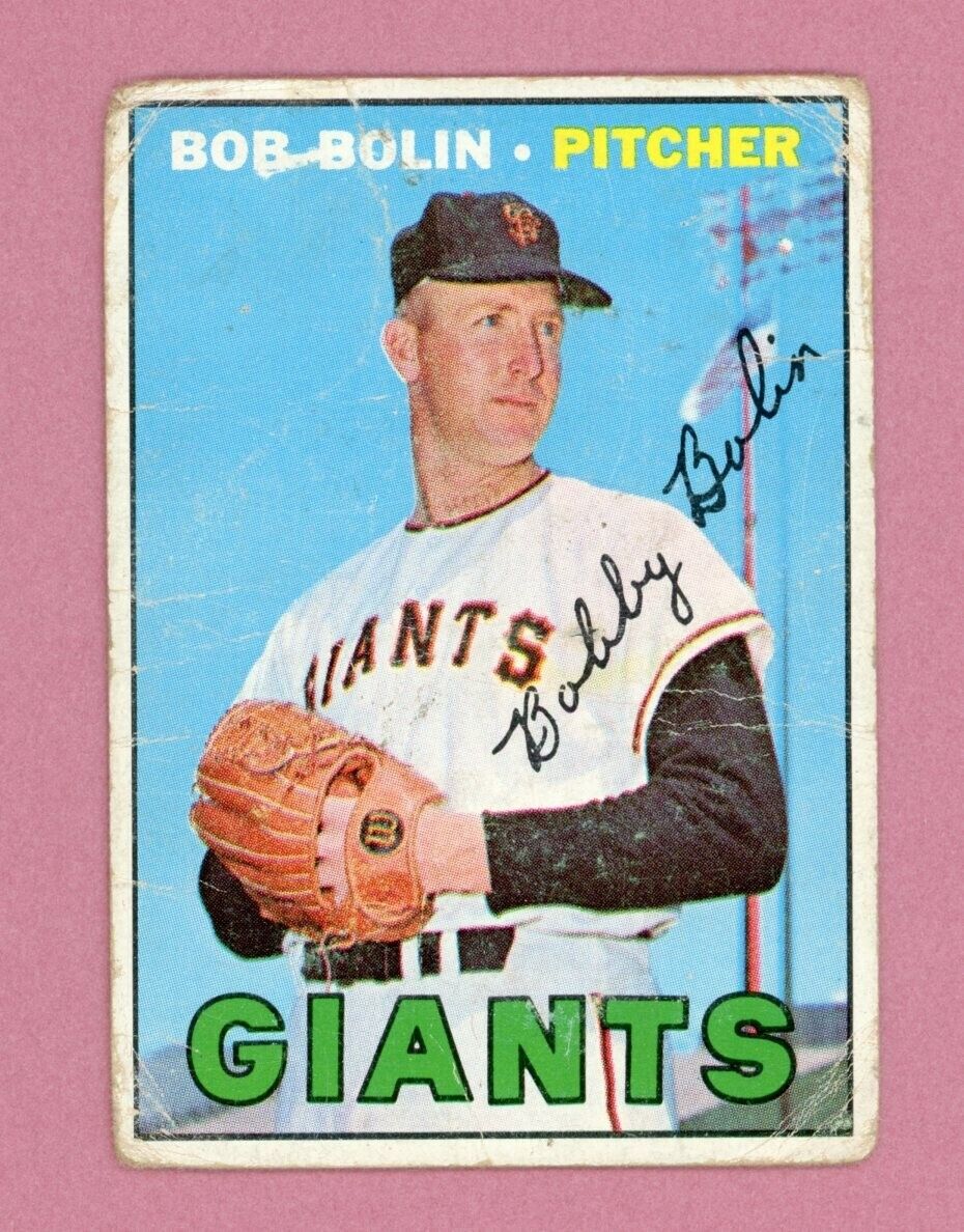 1967 Topps #252 Bob Bolin San Fra Giants White Streak Variation Baseball Card LG