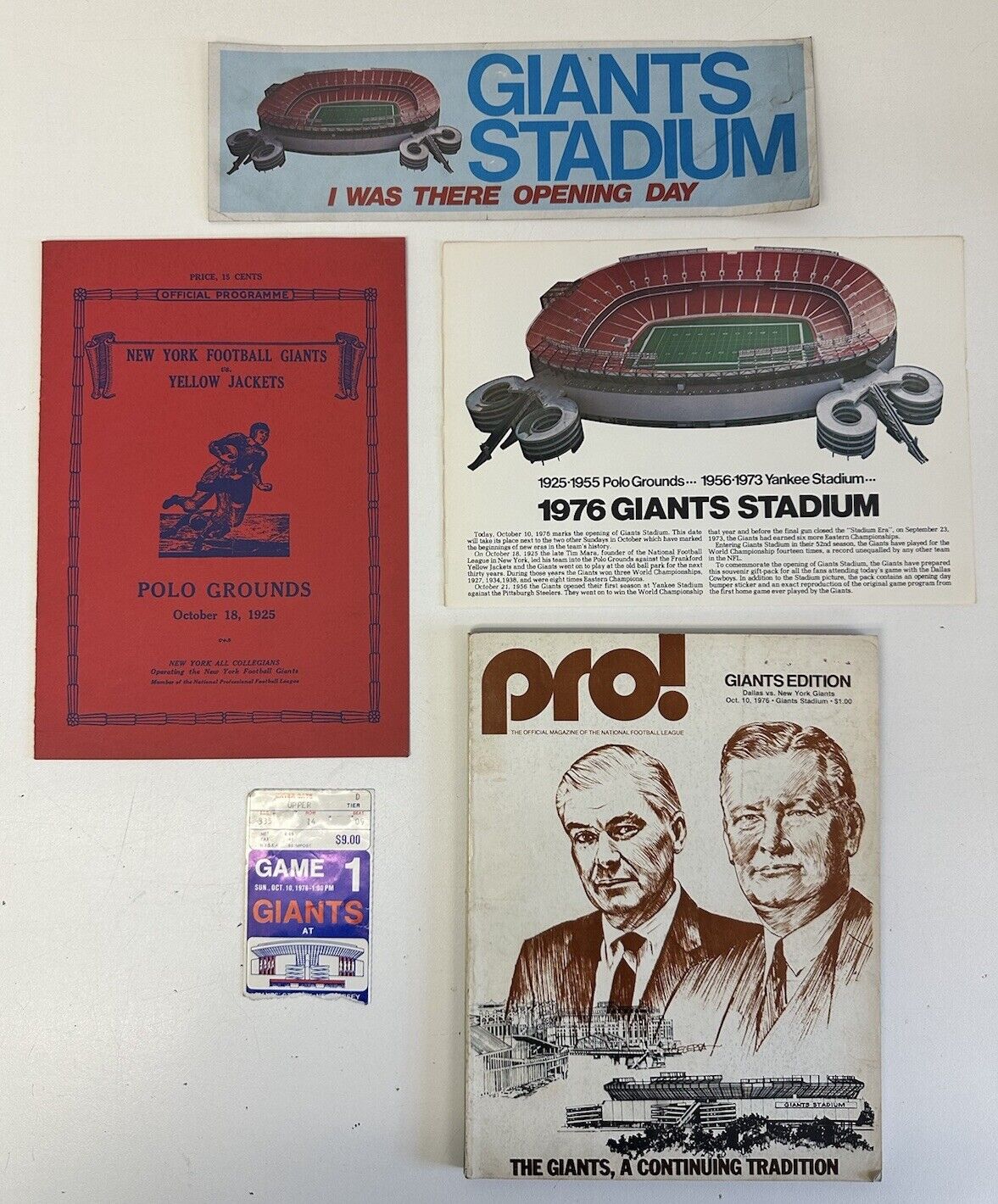 October 10 1976 FIRST GAME NY Giants NFL Program , Ticket , Ephemera vs Cowboys