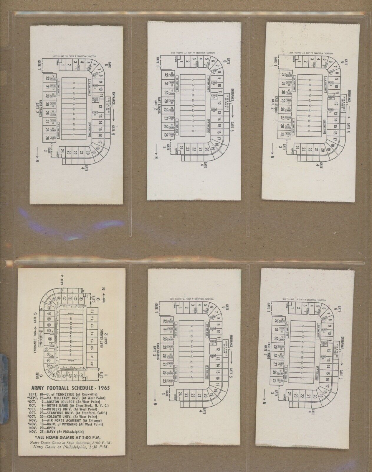 Lot of 34 different 1951-76 Army Football Home Game Ticket Stubs