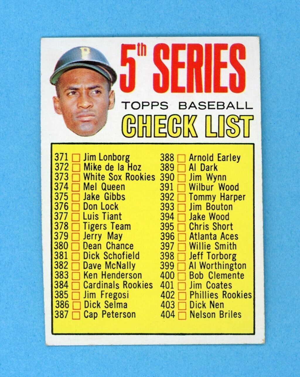 1967 Topps #361 5th Series Checklist Roberto Clemente Baseball Card E-E+ unc sta