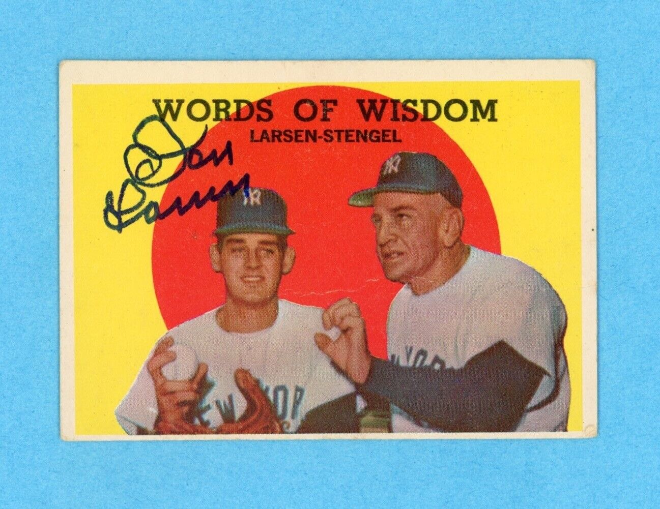 Don Larsen Signed 1959 Topps Card #383 • Auto with B&E Hologram