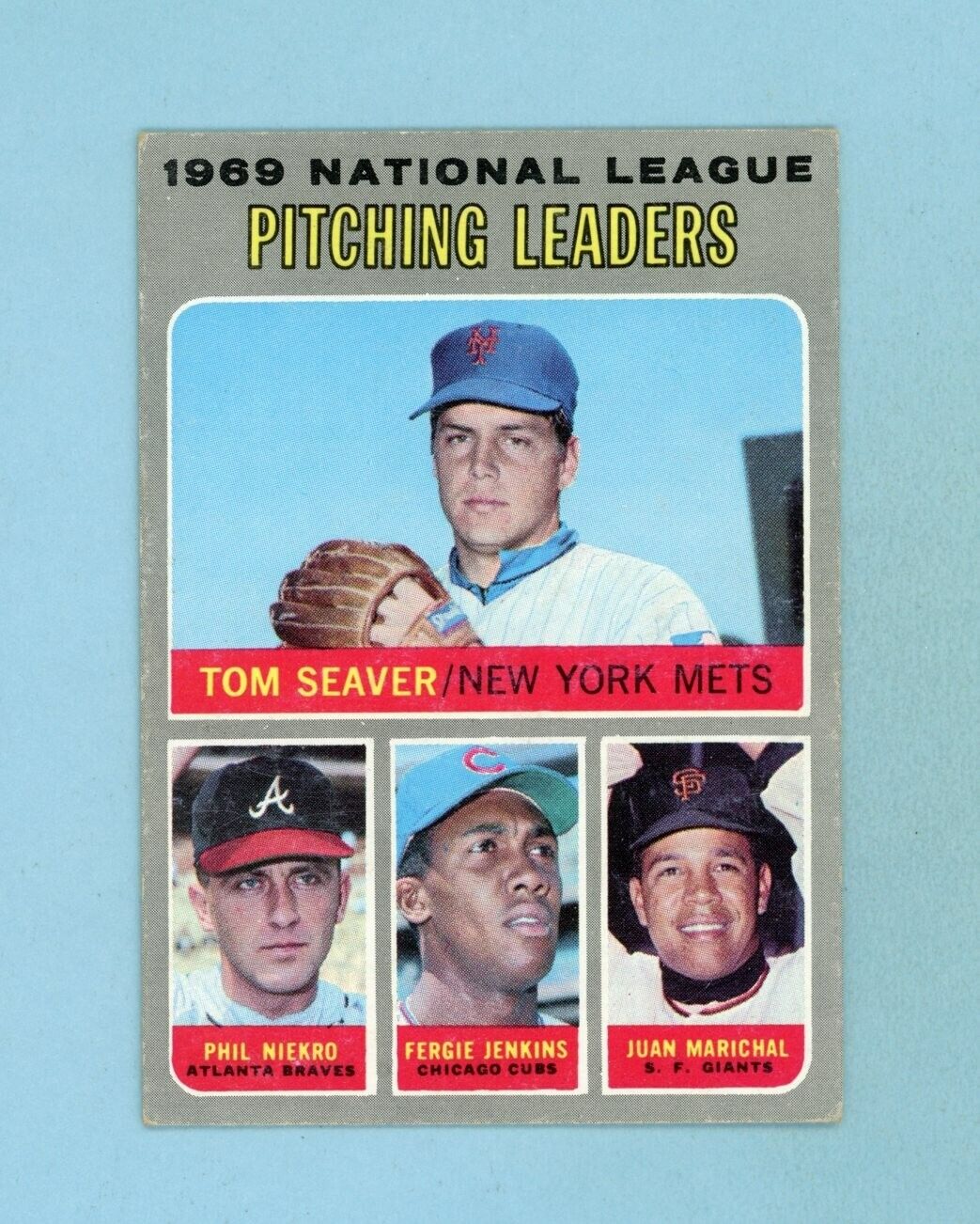 1970 Topps #69 Tom Seaver 1969 National League Pitching Leaders Baseball Card EX