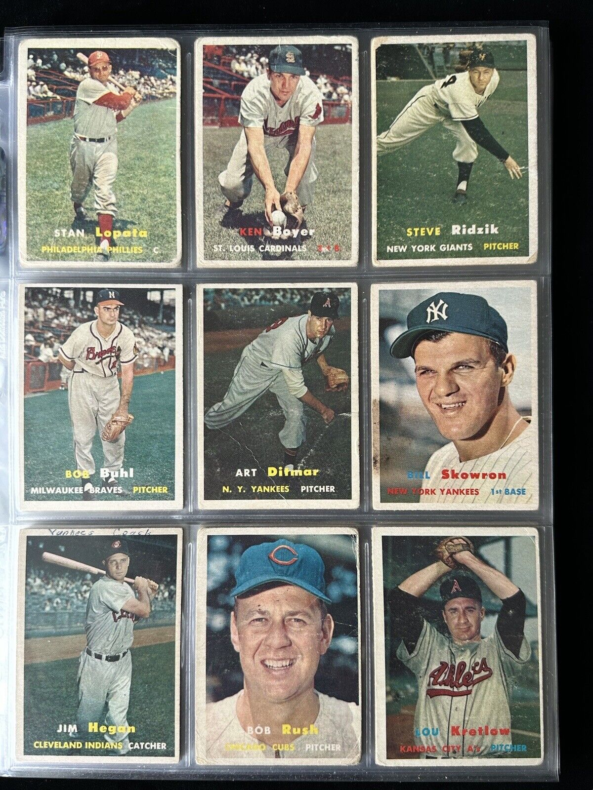 1957 Topps Starter Set Lot of 192 Diff. Baseball Cards w/41 Middle Series