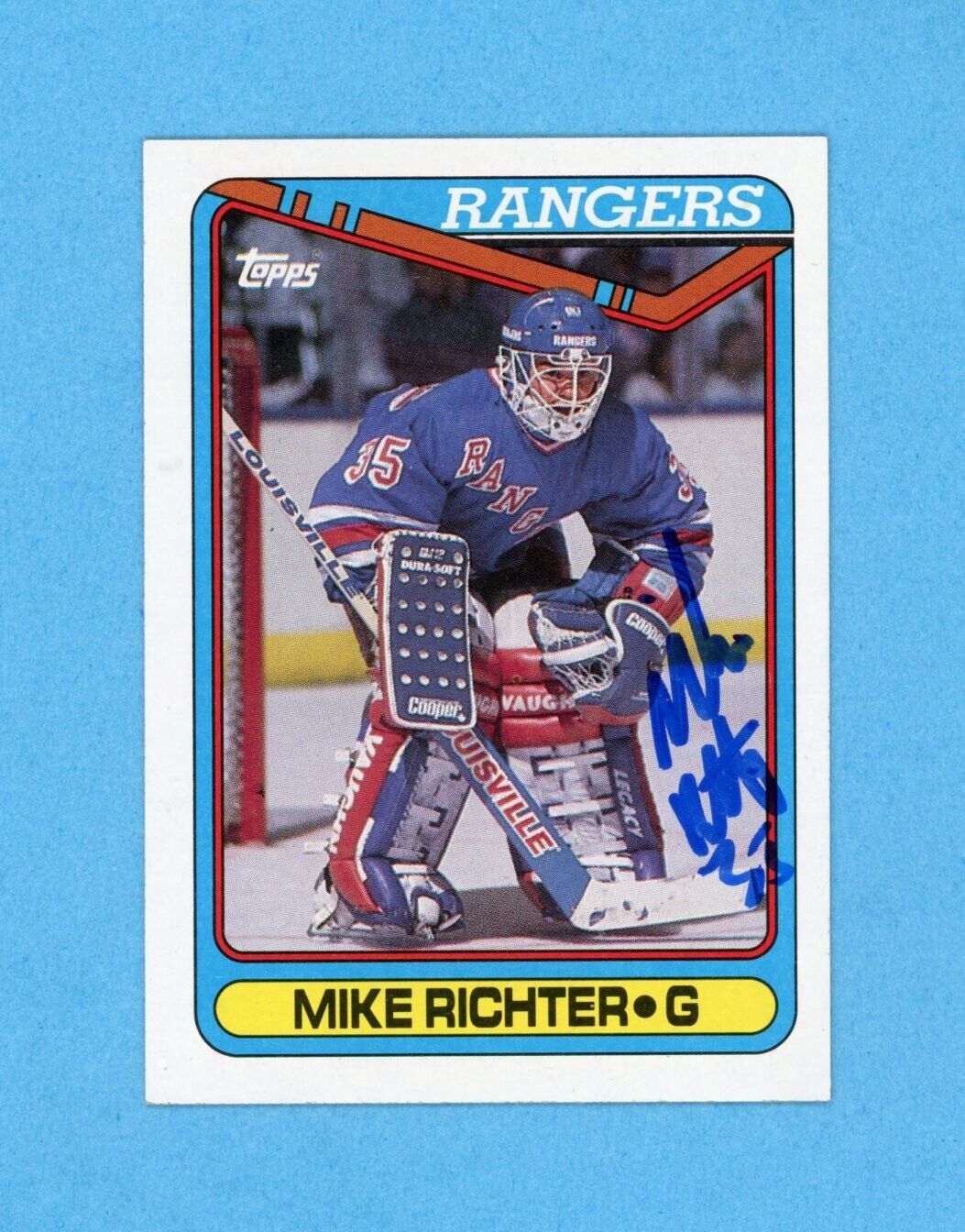 Mike Richter New York Rangers 1990-91 Topps #330 Autographed Rookie Hockey Card