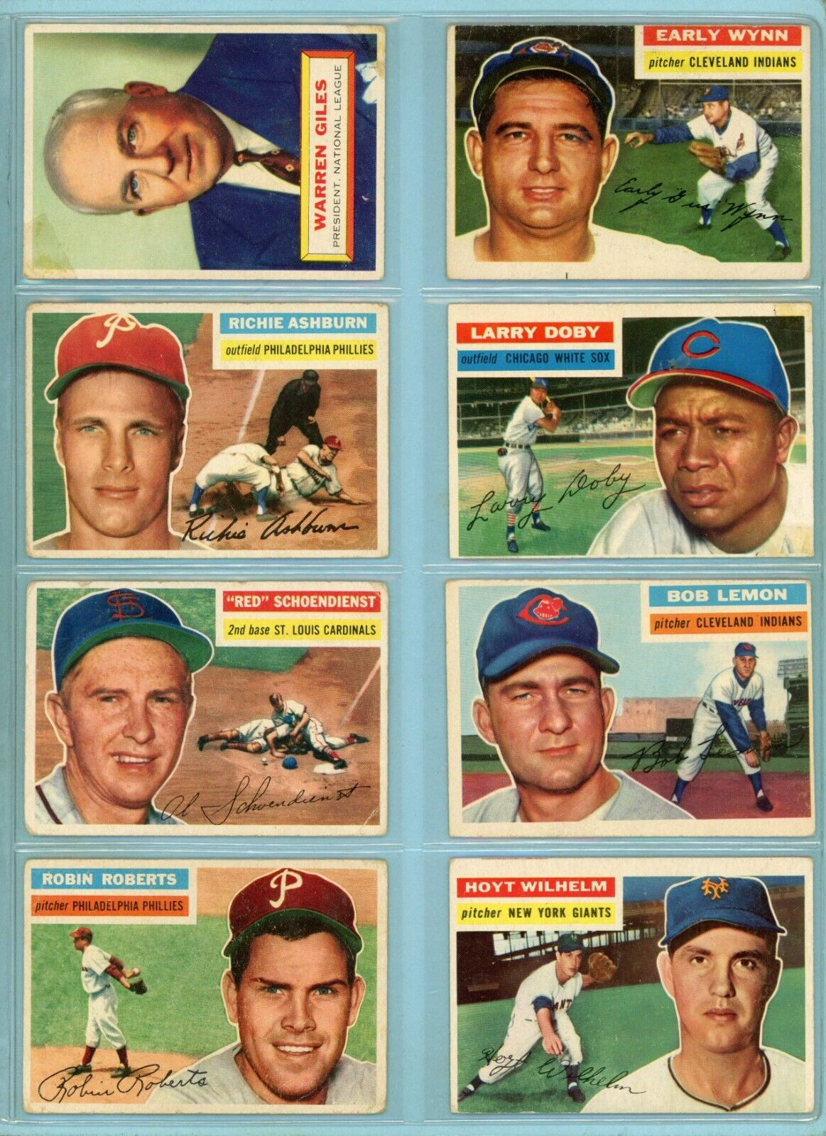 1956 Topps Lot of 8 Different Hall of Famer Baseball Cards Low Grade