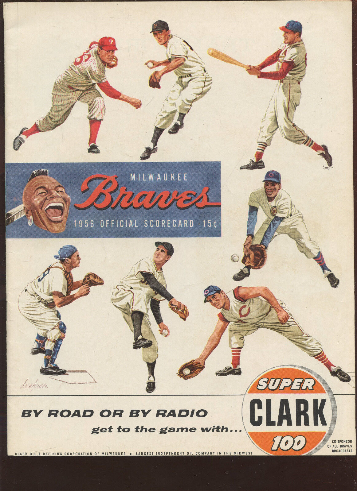 1956 MLB Baseball Program New York Giants at Milwaukee Braves EX+