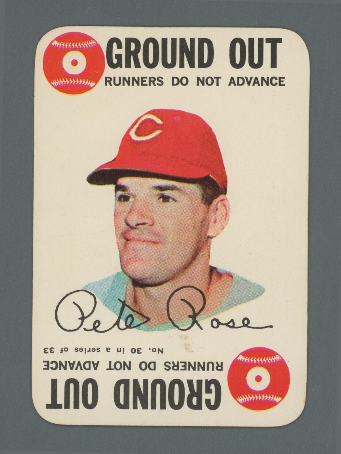 1968 Topps Game #30 Pete Rose Cincinnati Reds Baseball Card light wks/cres/str