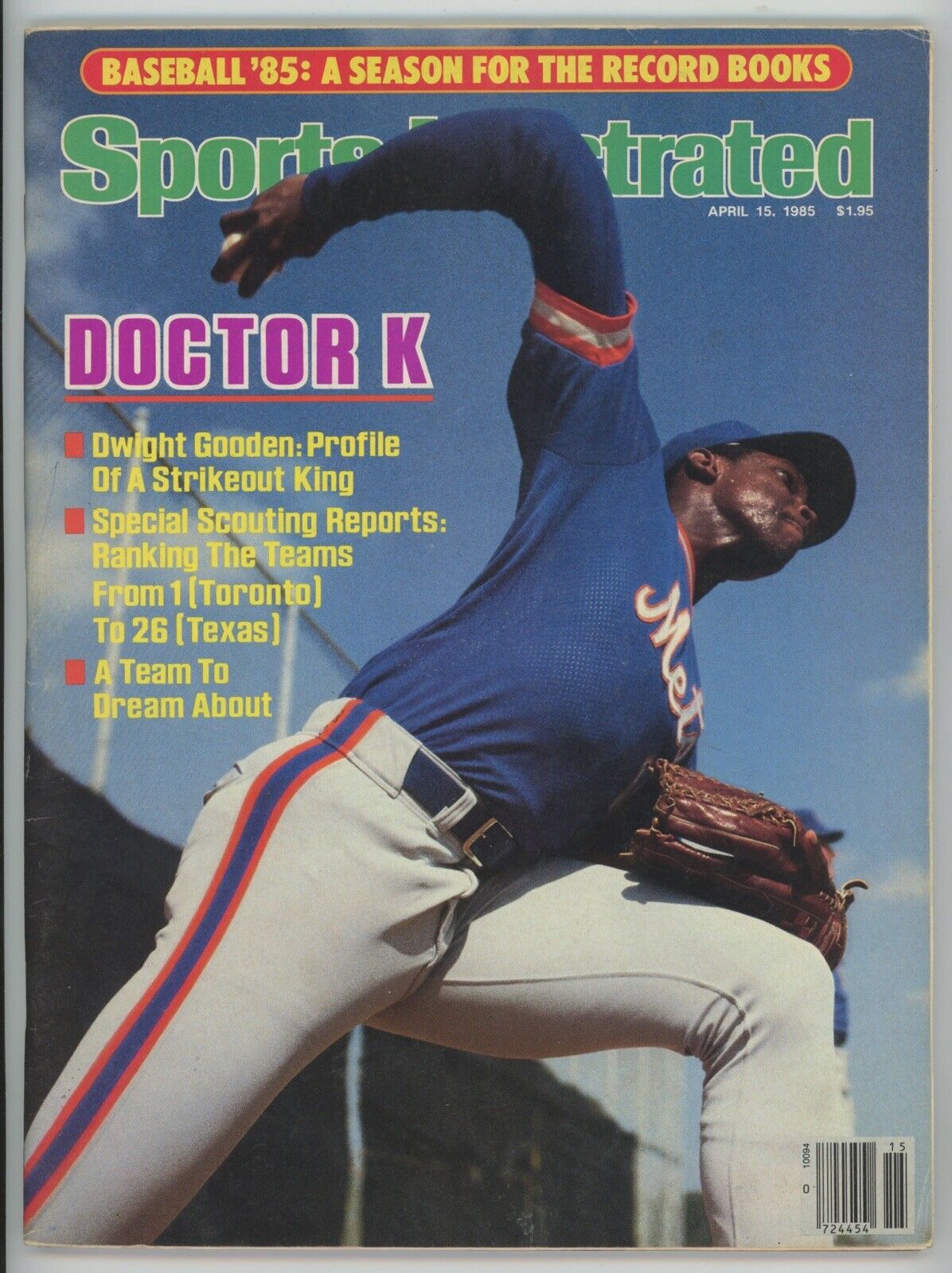 Dwight Gooden Doctor K 4/15/85 Sports Illustrated • No Mailing Label