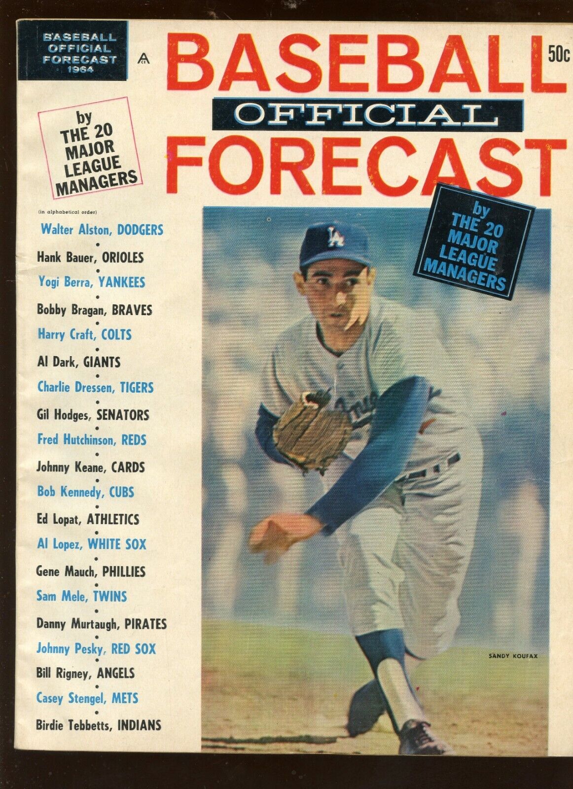 1964 Baseball Forecast Magazine With Sandy Koufax Front Cover VGEX