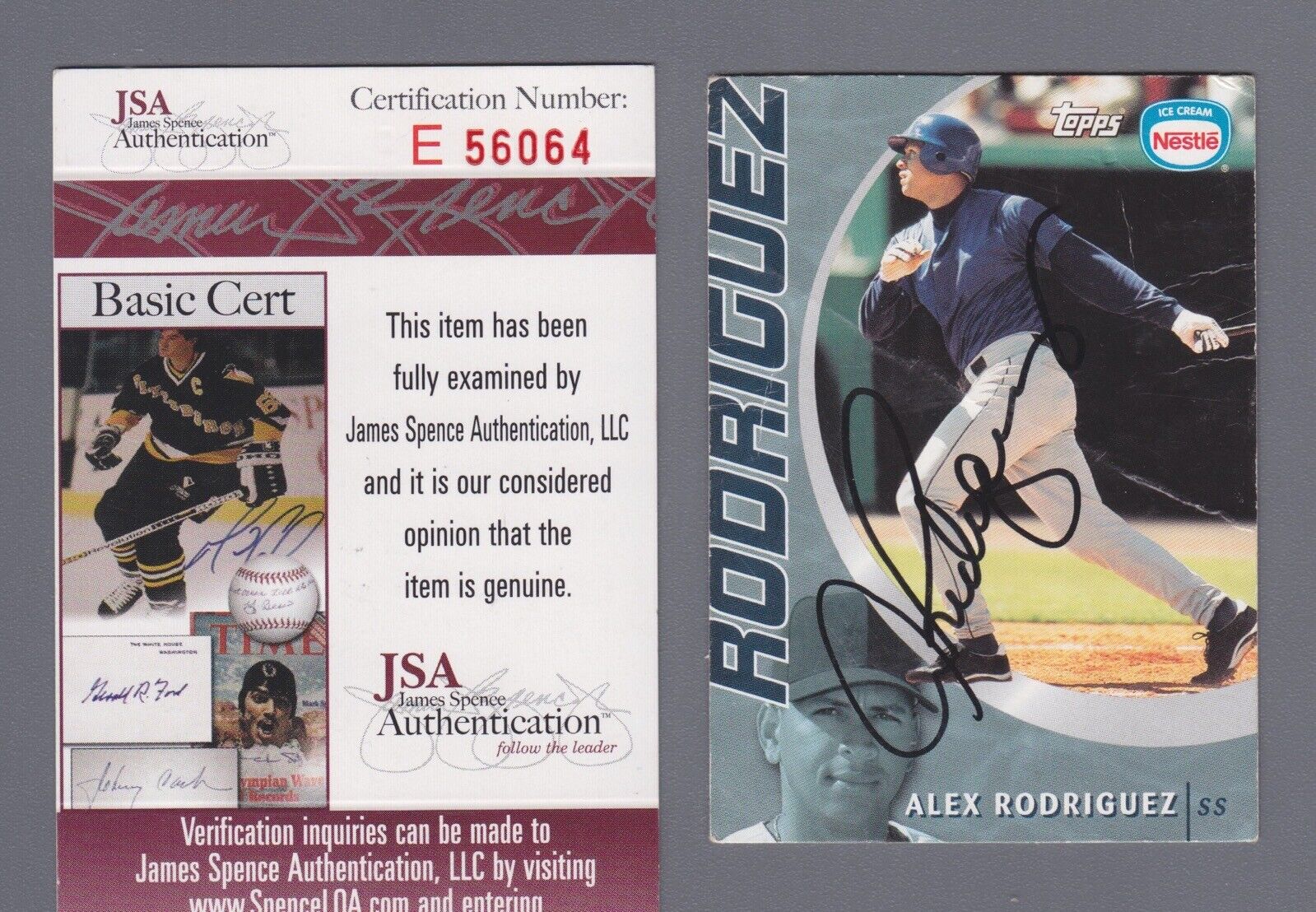 Alex Rodriguez Signed 2001 Topps Nestles Card #4 Low Grade w JSA Certification