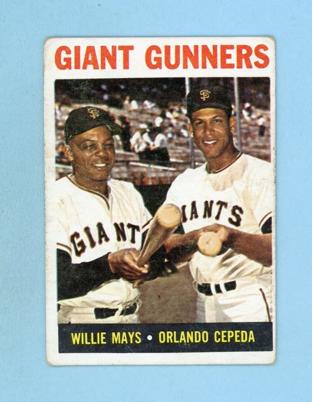 1964 Topps #306 Giant Gunners Willie Mays, Orlando Cepeda Baseball Card VG